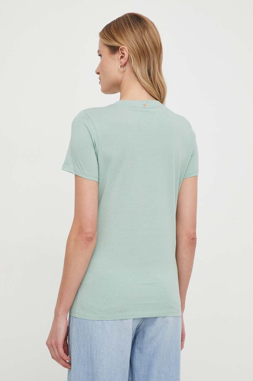 Βαμβακερό μπλουζάκι Boss Orange BOSS ORANGE γυναικείο, χρώμα: πράσινο φωτογραφία