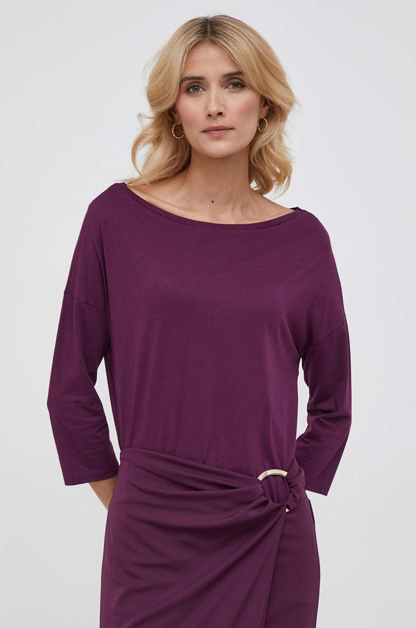 Tričko s dlouhým rukávem Sisley fialová barva - fialová - 50 % Bavlna