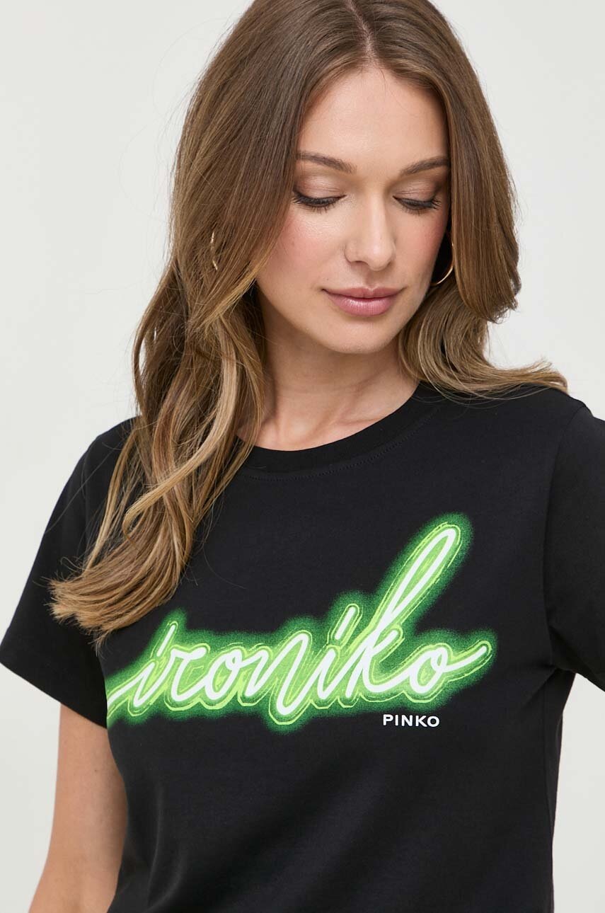 

Хлопковая футболка Pinko цвет чёрный