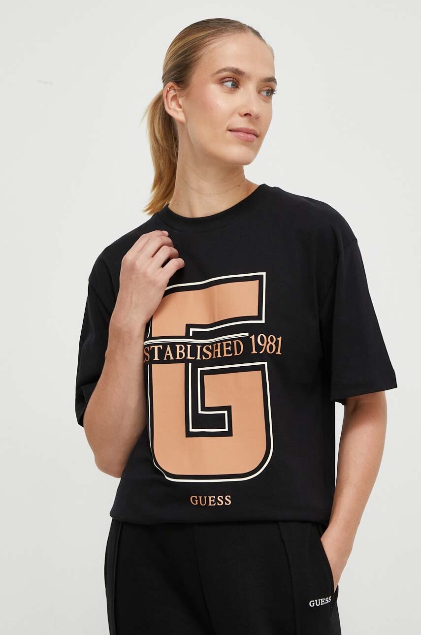 

Бавовняна футболка Guess колір чорний