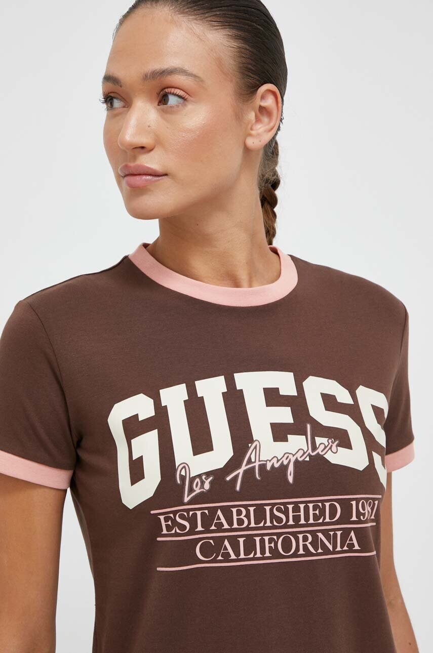 

Футболка Guess жіночий колір коричневий