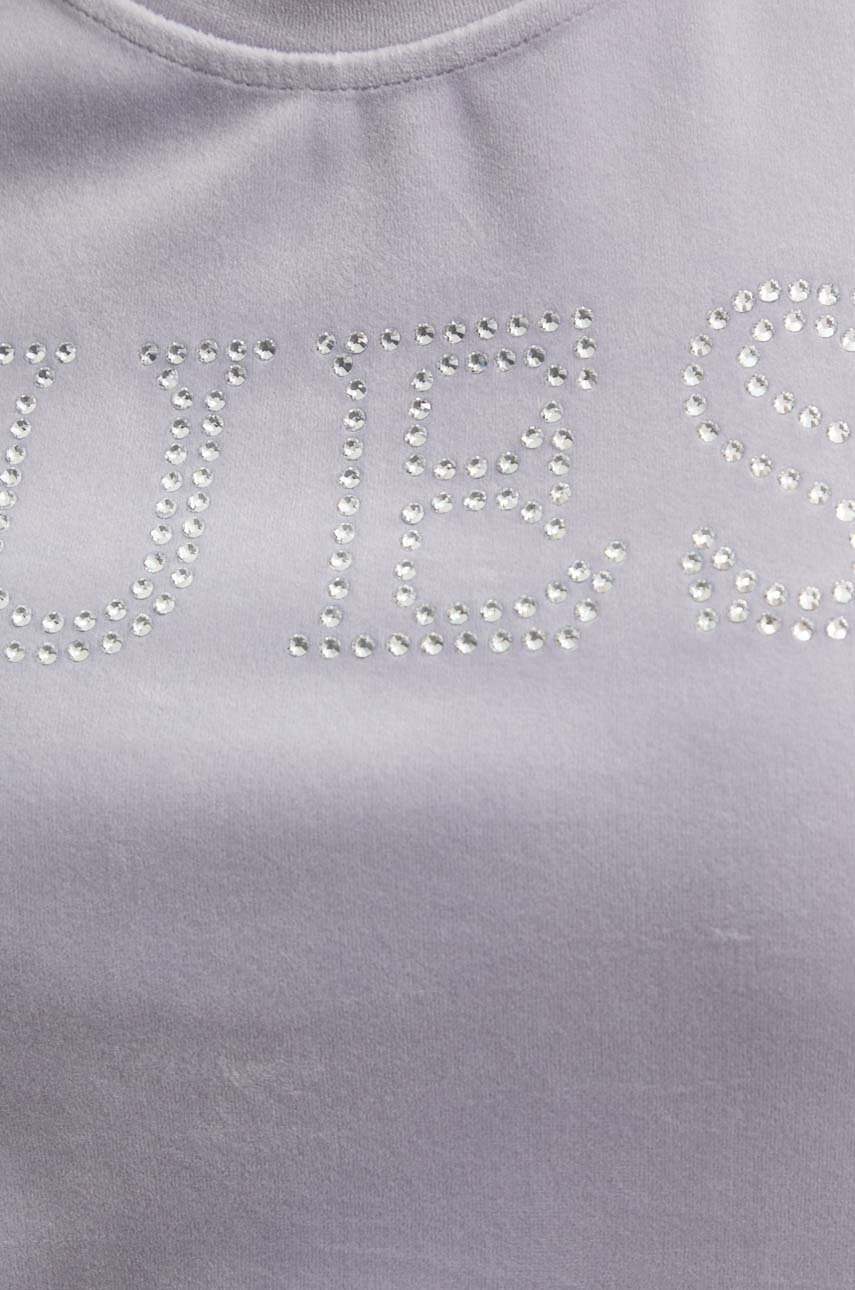 Βελούδινο μπλουζάκι Guess COUTURE χρώμα: μοβ, V3BI01 KBXI2 φωτογραφία