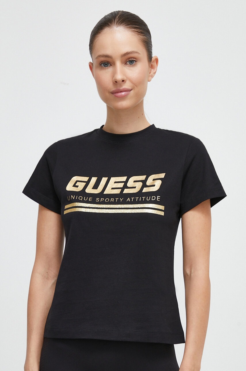 

Бавовняна футболка Guess колір чорний