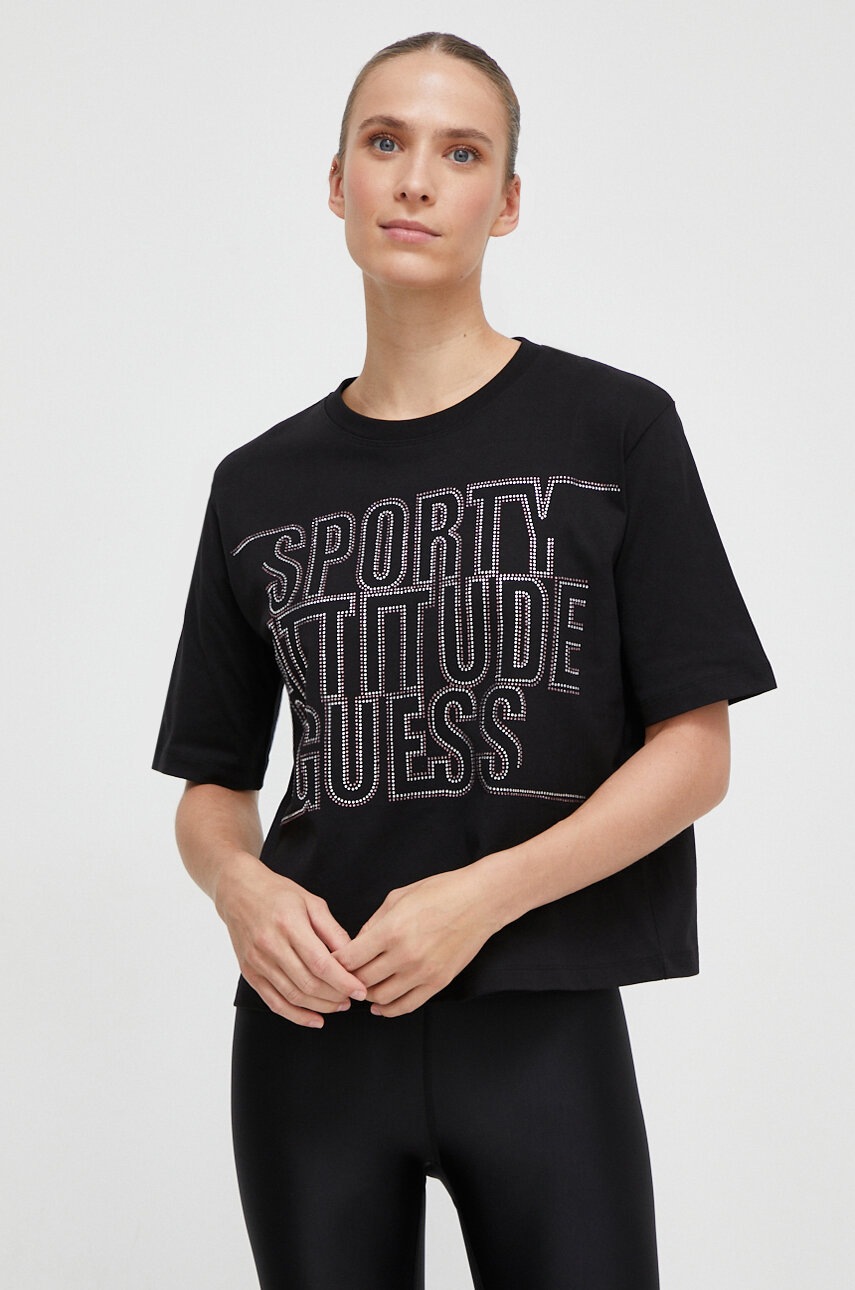 

Хлопковая футболка Guess цвет чёрный