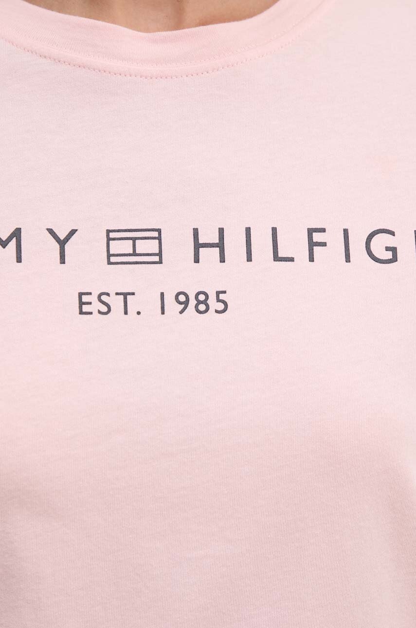 Βαμβακερό μπλουζάκι Tommy Hilfiger γυναικείο, χρώμα: ροζ, WW0WW40276 φωτογραφία
