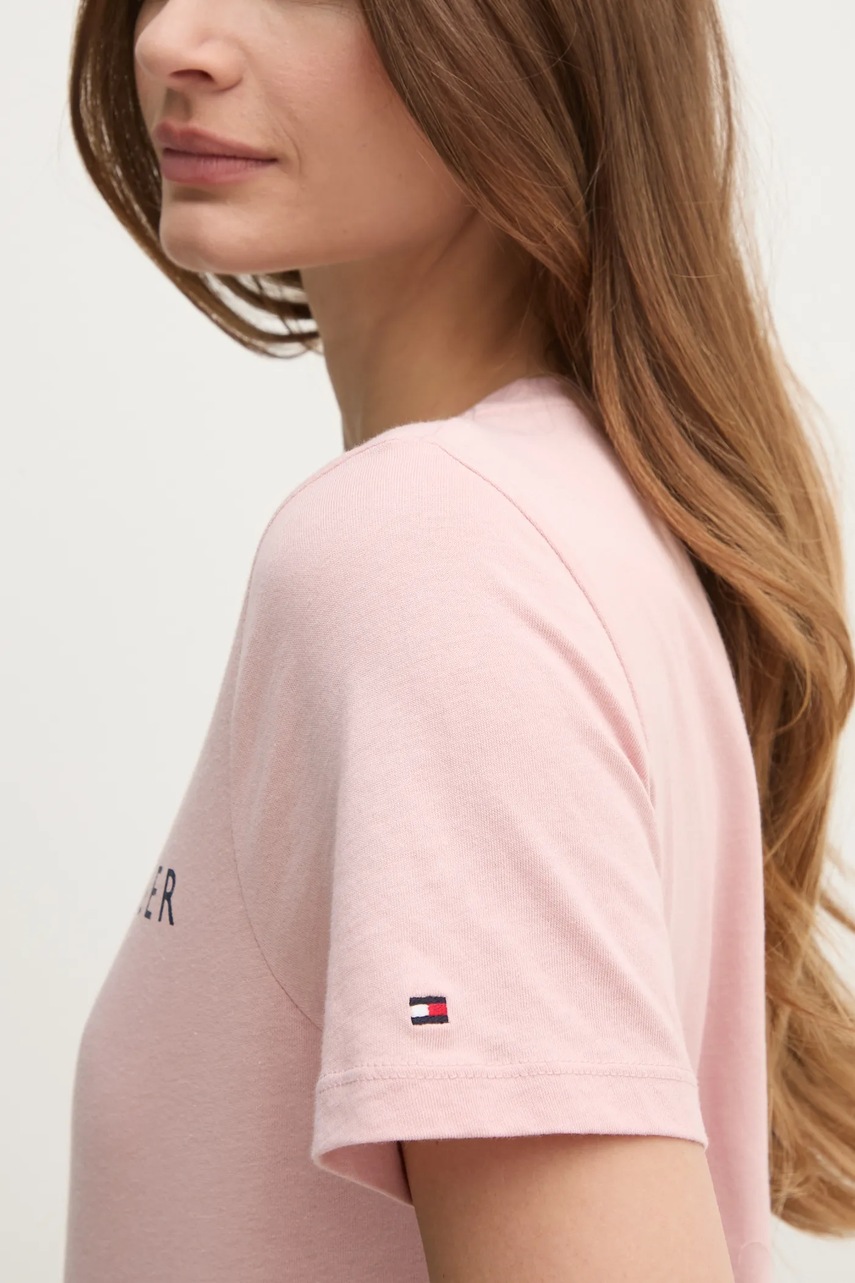 Βαμβακερό μπλουζάκι Tommy Hilfiger γυναικείο, χρώμα: ροζ, WW0WW40276 φωτογραφία