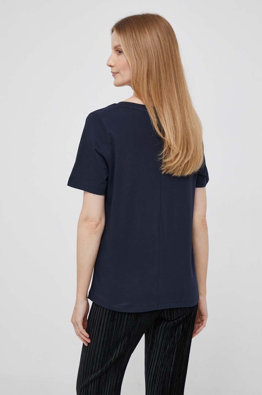 Βαμβακερό μπλουζάκι Tommy Hilfiger γυναικεία, χρώμα: ναυτικό μπλε φωτογραφία