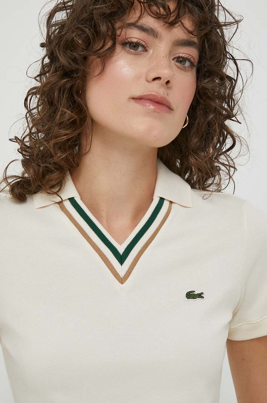 Lacoste tricou polo femei, culoarea bej