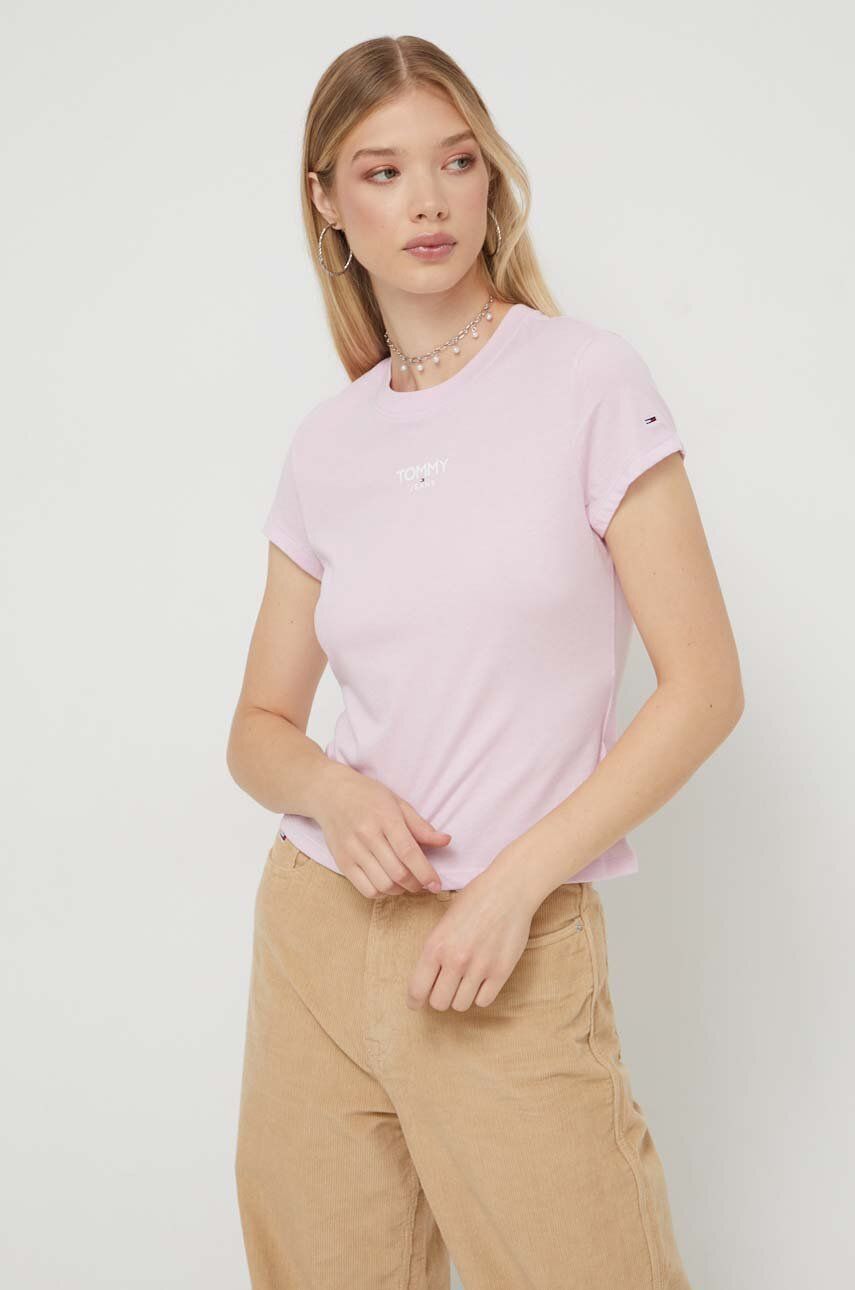Tommy Jeans tricou femei, culoarea roz - Shoppu.ro