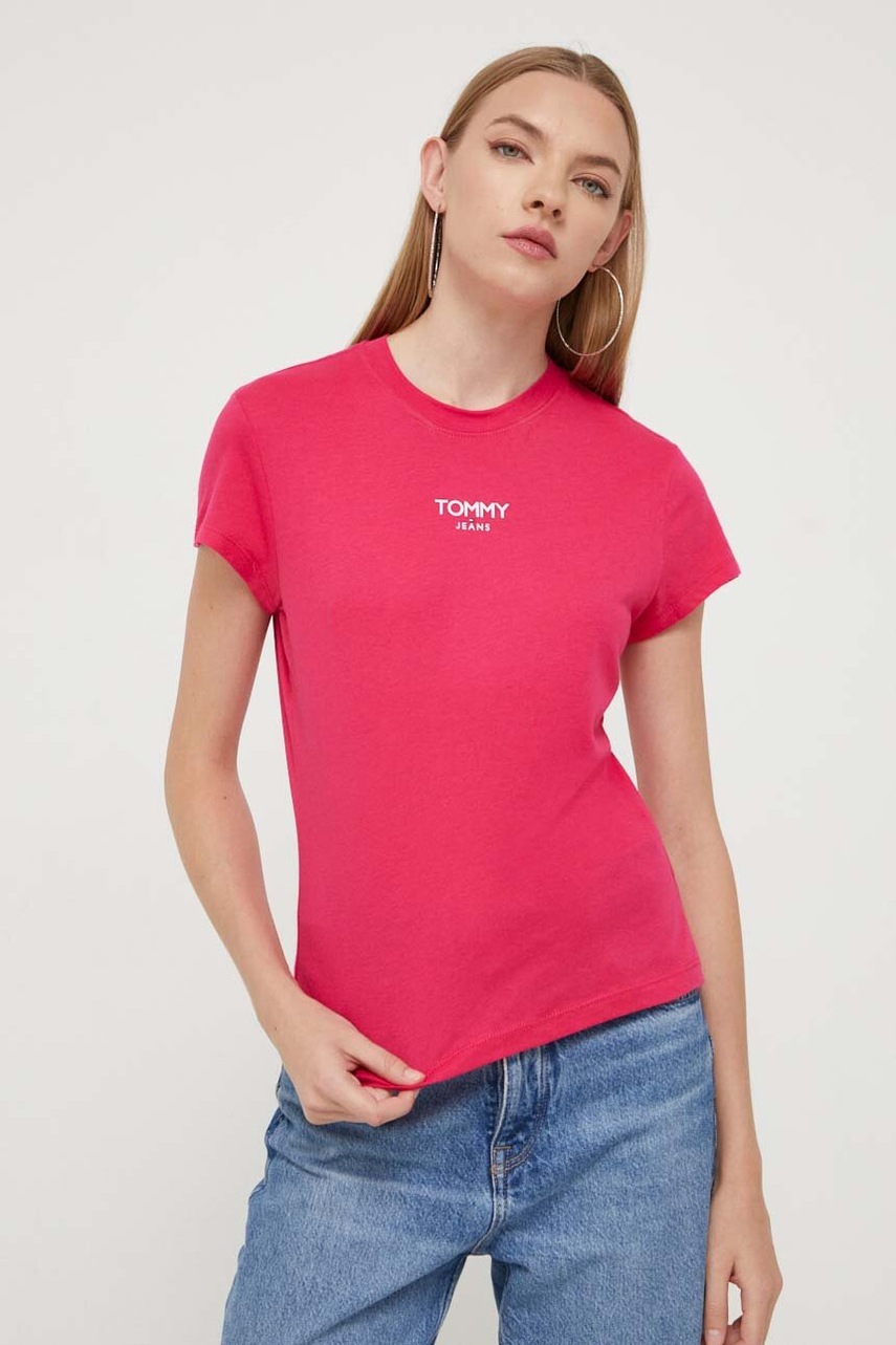 Tommy Jeans tricou femei, culoarea roz