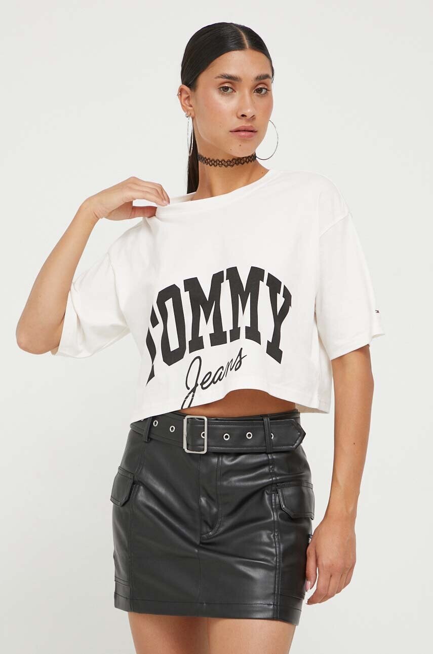 

Бавовняна футболка Tommy Jeans колір бежевий