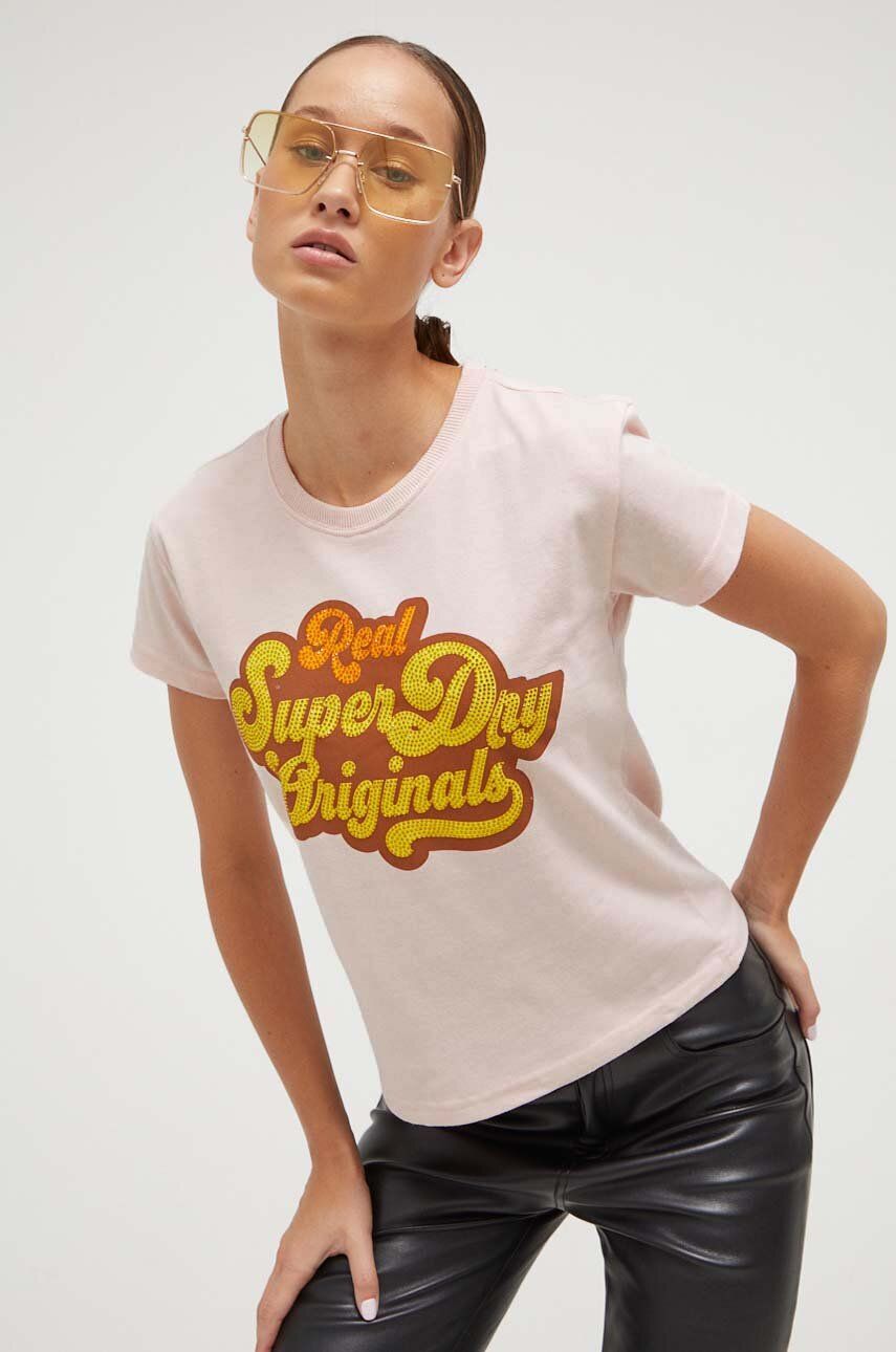 Superdry Tricou Femei, Culoarea Roz