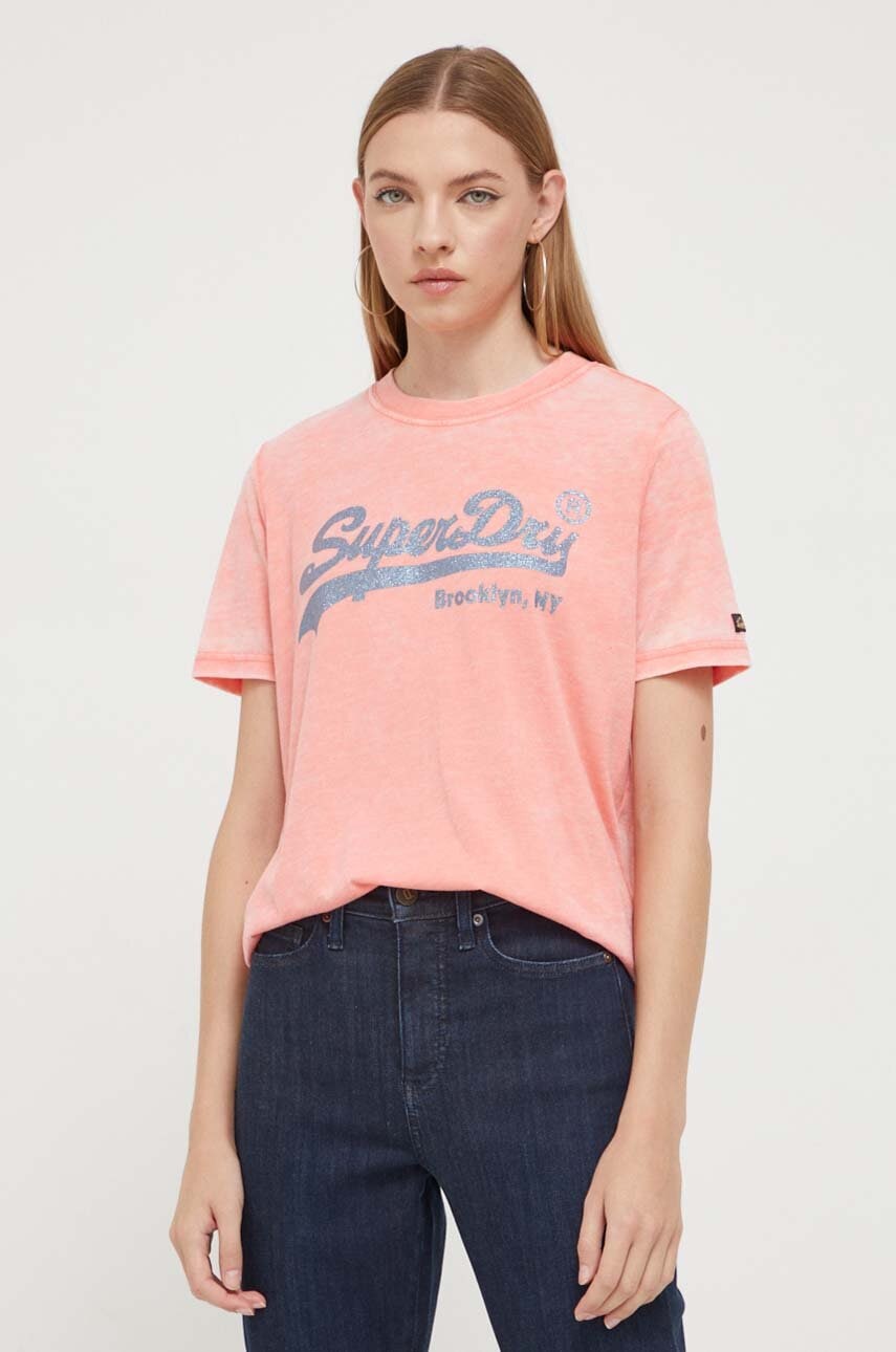 Superdry Tricou Femei, Culoarea Portocaliu