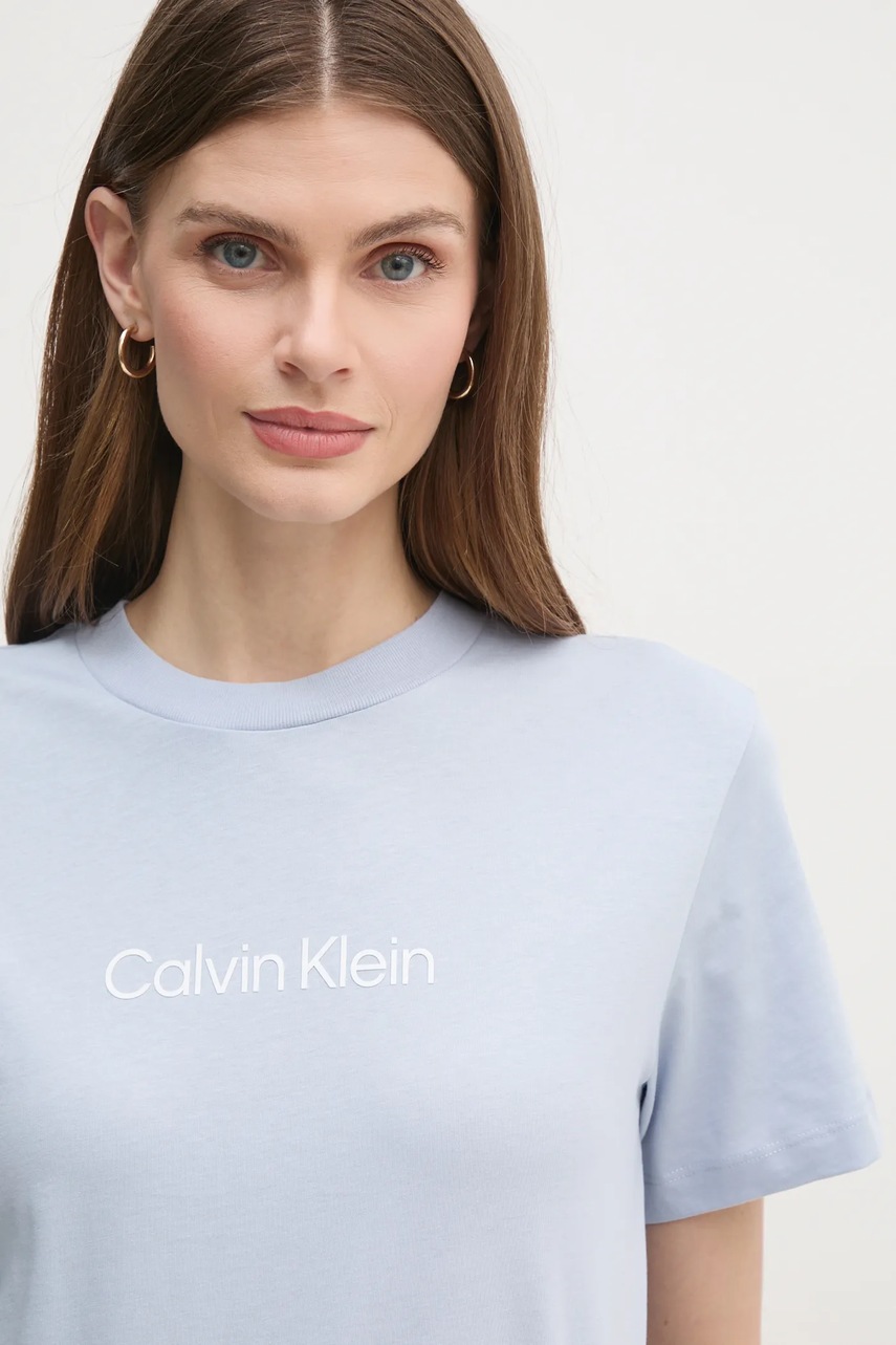 Βαμβακερό μπλουζάκι Calvin Klein γυναικείο, χρώμα: ροζ, K20K205448 φωτογραφία