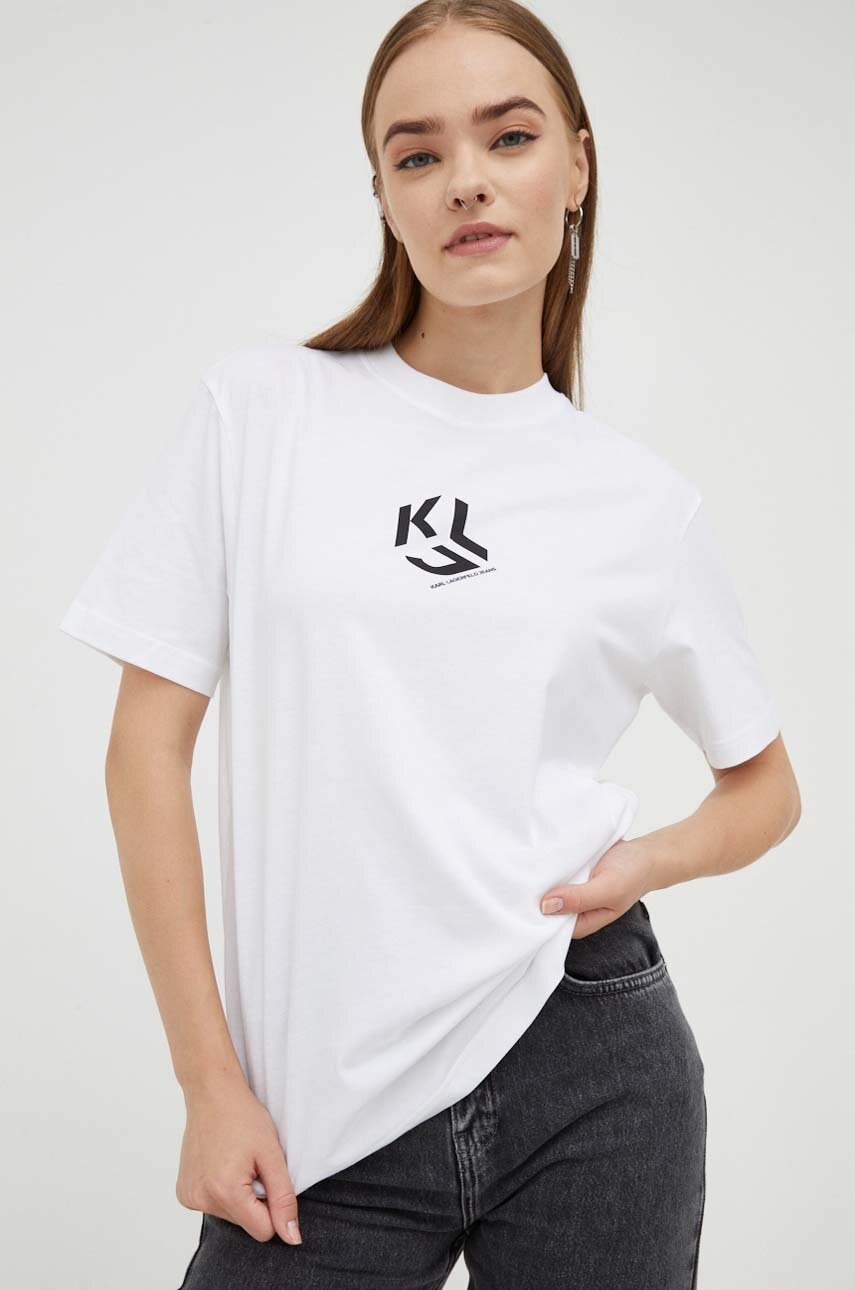 Karl Lagerfeld Jeans Tricou Femei, Culoarea Alb