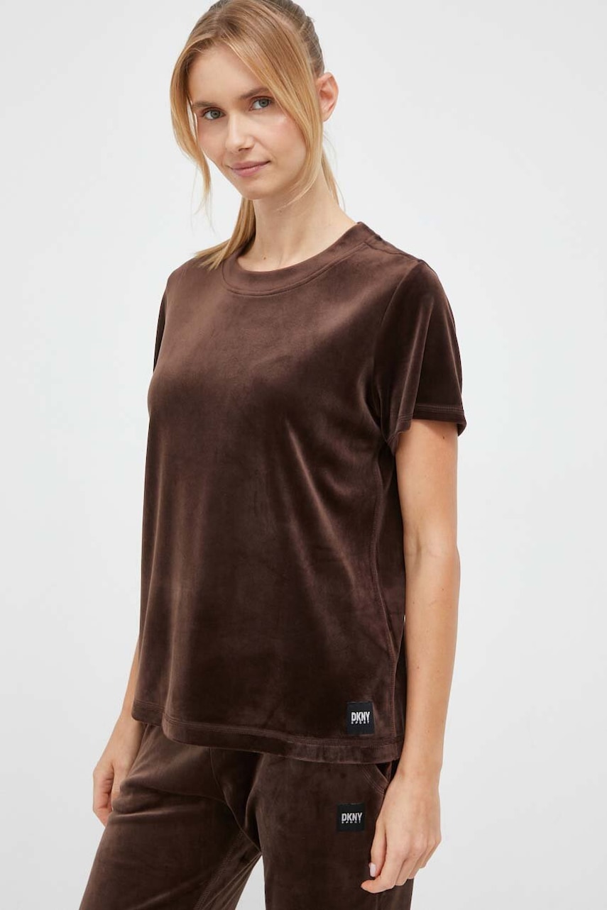 Dkny Tricou Femei, Culoarea Maro