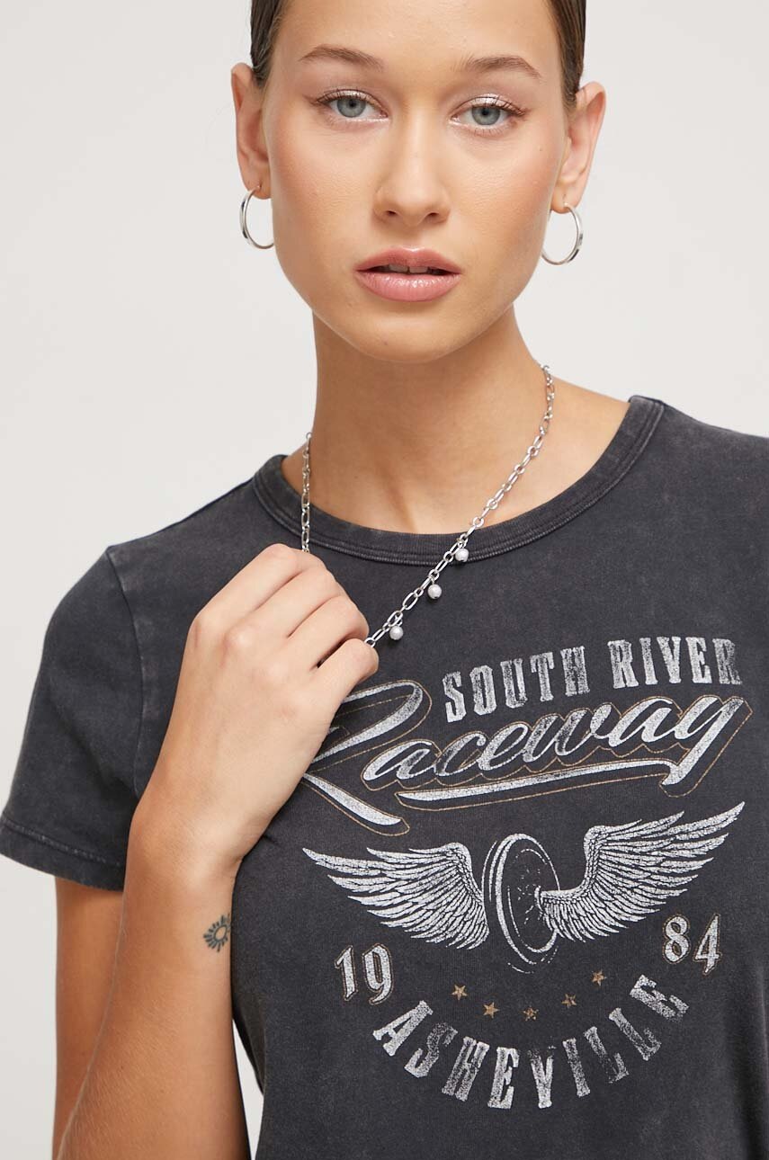 

Памучна тениска Hollister Co. в сиво, Сив