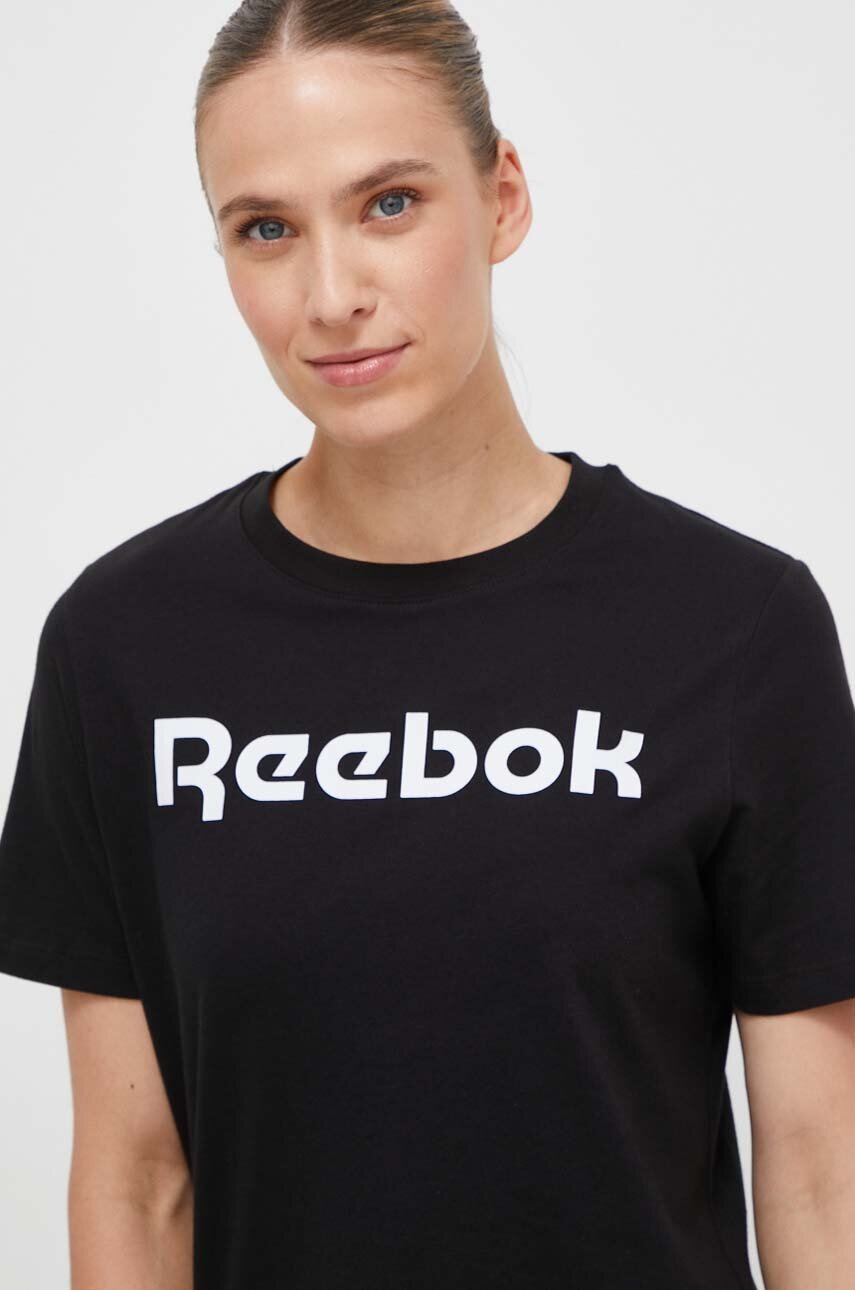 Βαμβακερό μπλουζάκι Reebok χρώμα: μαύρο 100073083 φωτογραφία