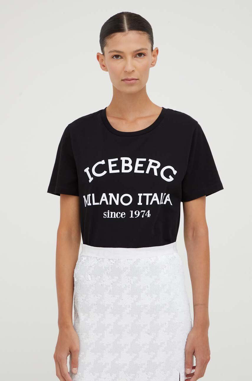 Iceberg tricou din bumbac culoarea negru