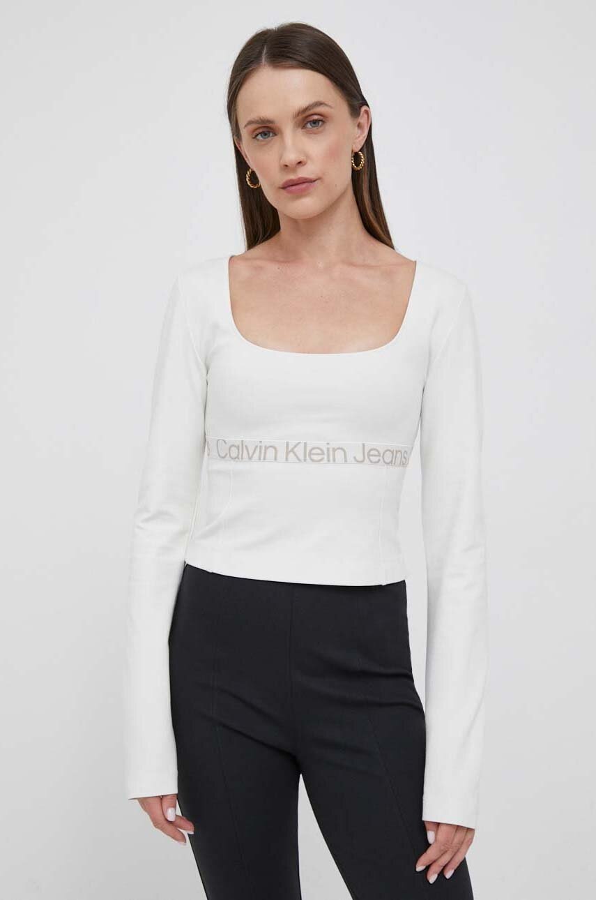 

Блуза с дълги ръкави Calvin Klein Jeans в бежово, Бежов