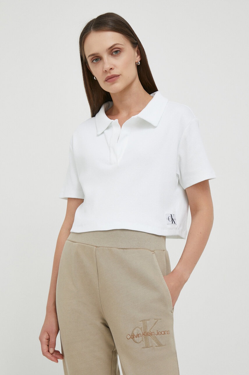 

Тениска Calvin Klein Jeans в бяло, Бял