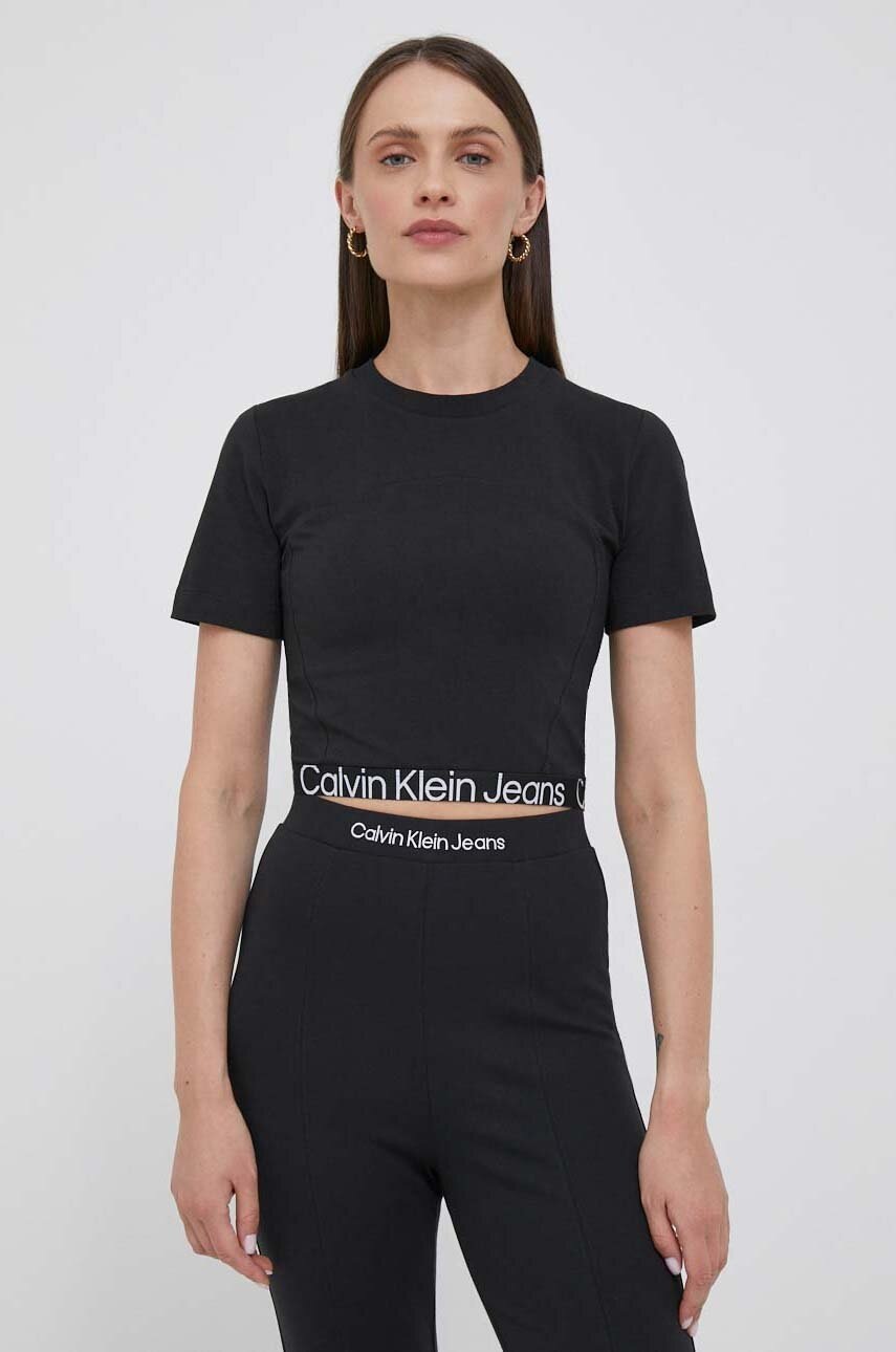 

Тениска Calvin Klein Jeans в черно, Черен