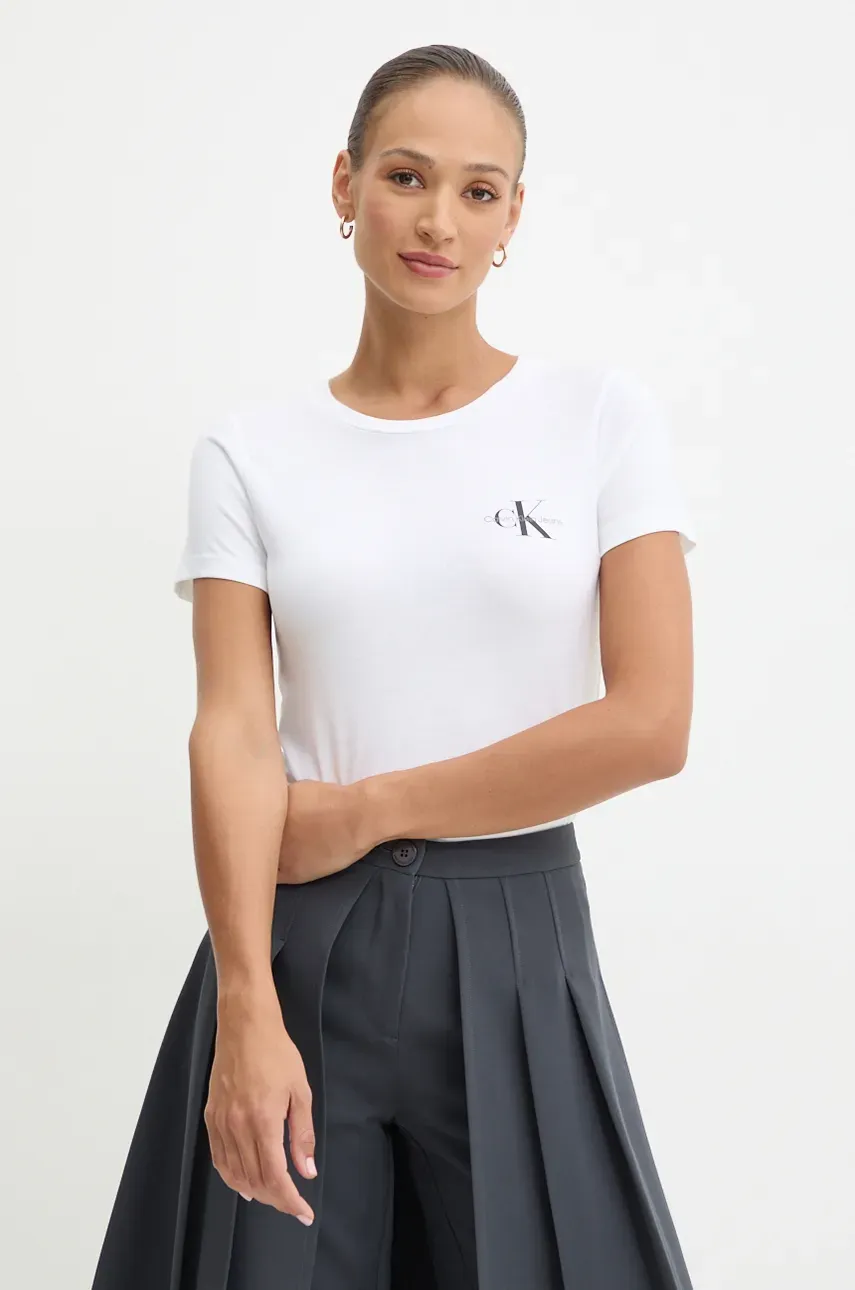 Хлопковая футболка Calvin Klein Jeans 2 шт женская цвет розовый J20J219734 Хлопковая футболка Calvin Klein Jeans 2 шт женская цвет розовый J20J219734
