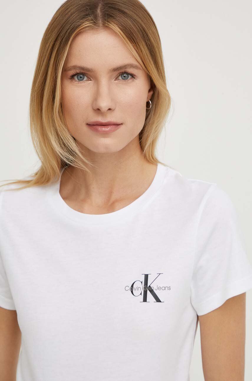 Βαμβακερό μπλουζάκι Calvin Klein Jeans 2-pack γυναικεία, χρώμα: ροζ φωτογραφία