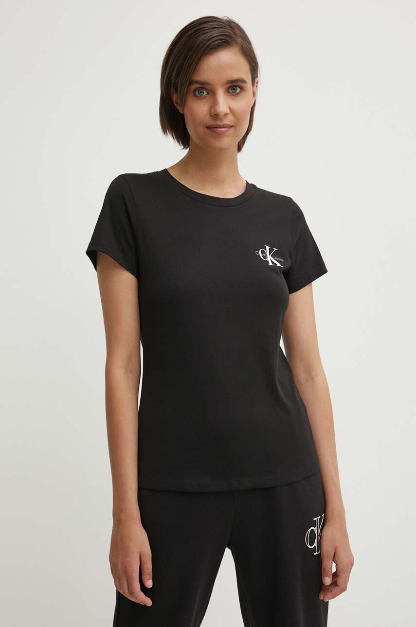 

Памучна тениска Calvin Klein Jeans (2 броя) в бежово J20J219734, Черен