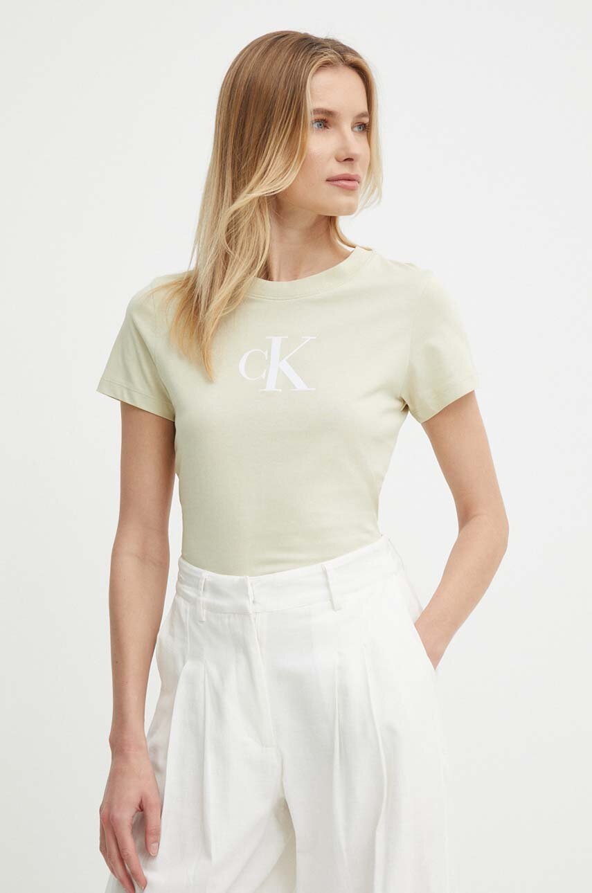 

Памучна тениска Calvin Klein Jeans в зелено J20J222343, Зелен