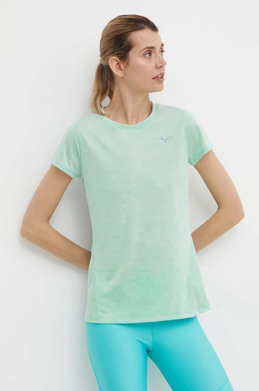 Mizuno tricou de alergare Impulse core culoarea verde