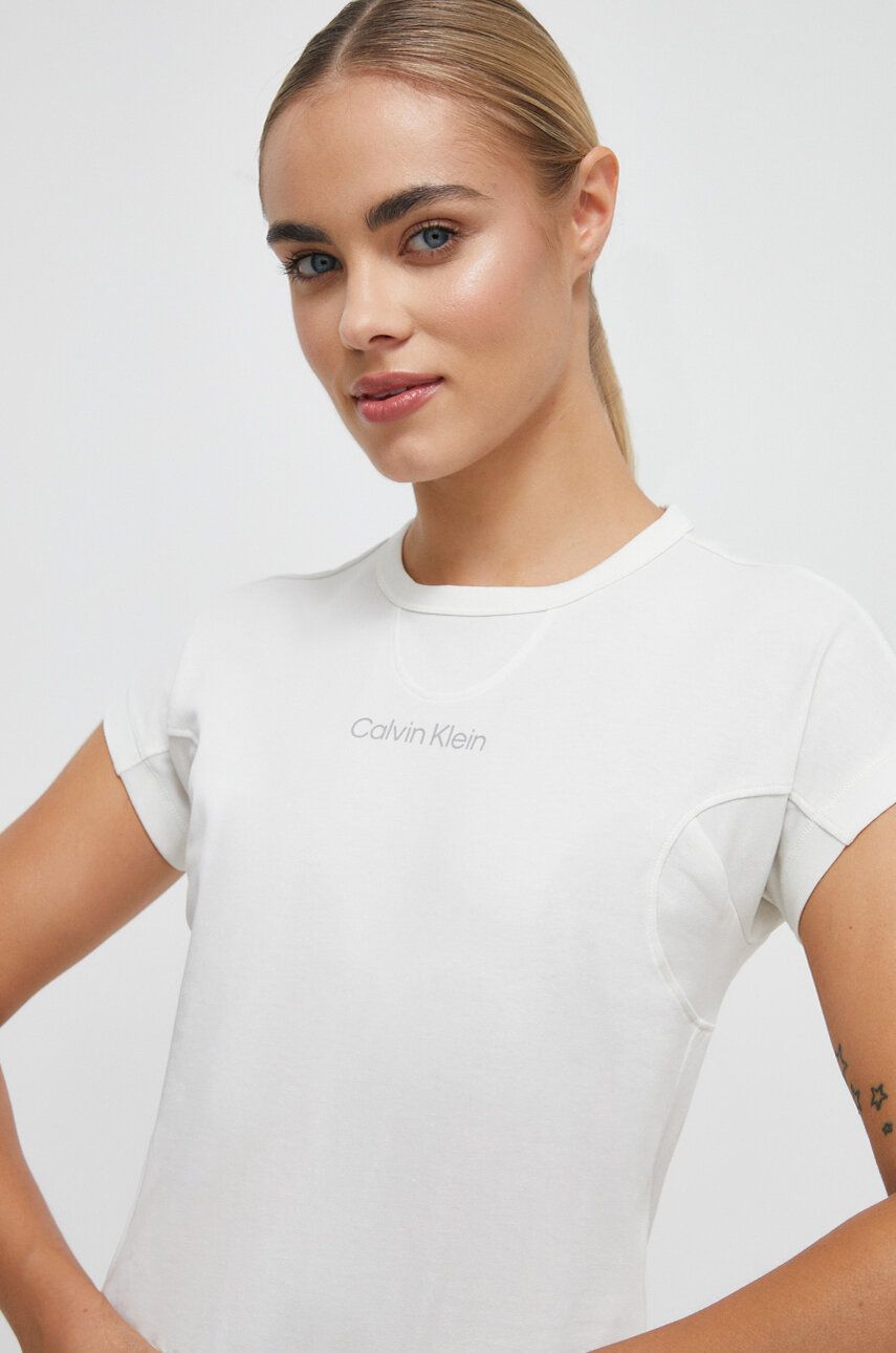 Tréninkové tričko Calvin Klein Performance bílá barva - bílá - 68 % Bavlna