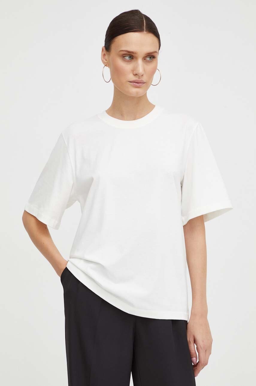 By Malene Birger tricou din bumbac culoarea bej