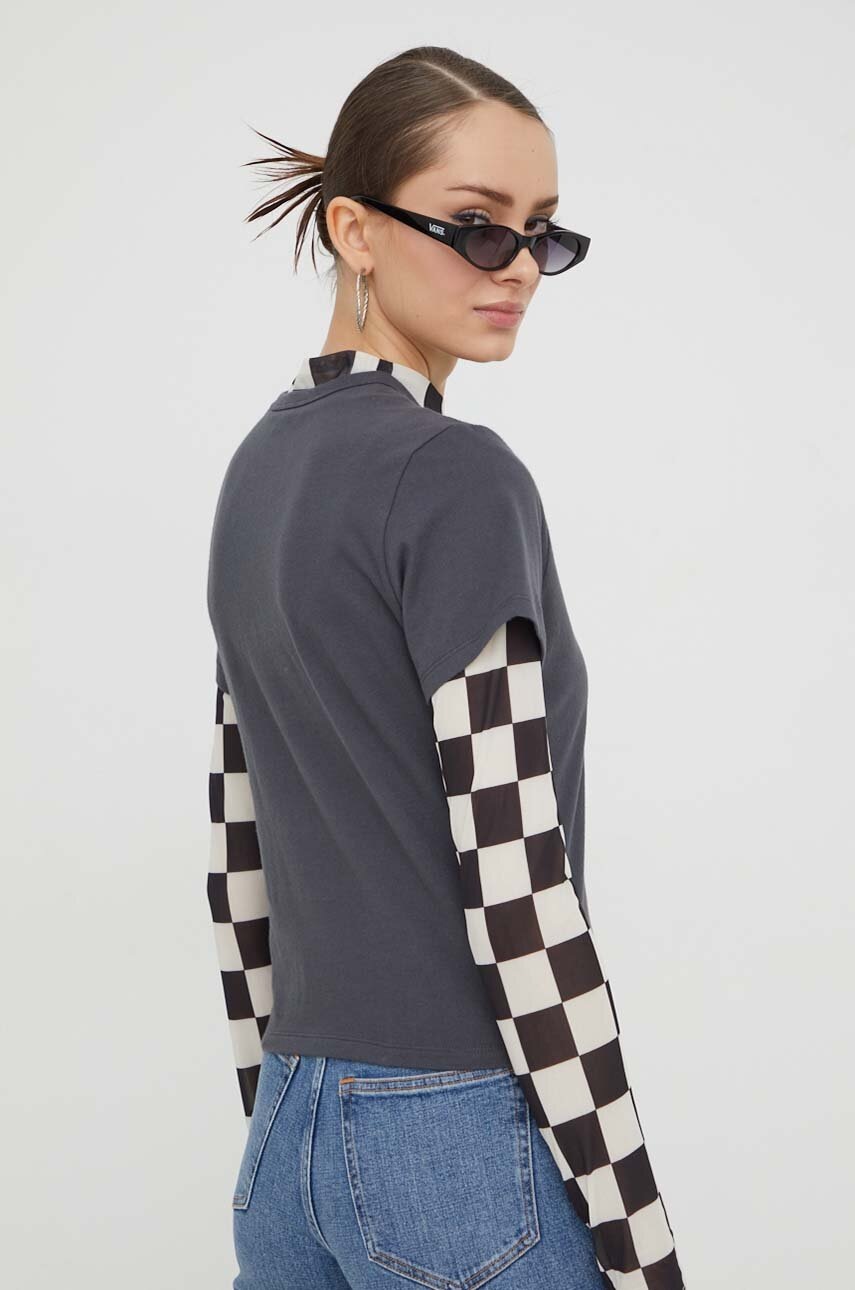 Βαμβακερό μπλουζάκι Abercrombie & Fitch γυναικεία, χρώμα: γκρι φωτογραφία