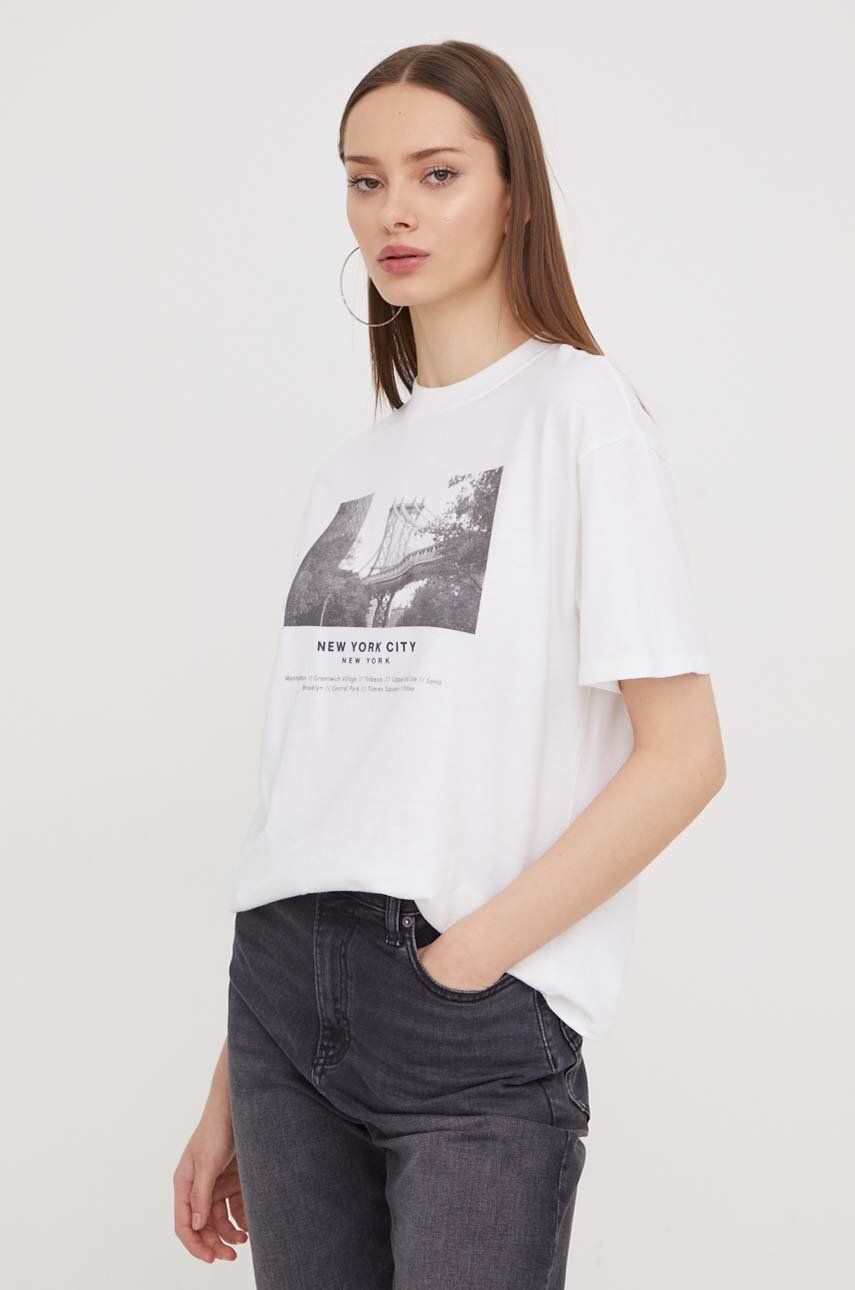 E-shop Bavlněné tričko Abercrombie & Fitch béžová barva