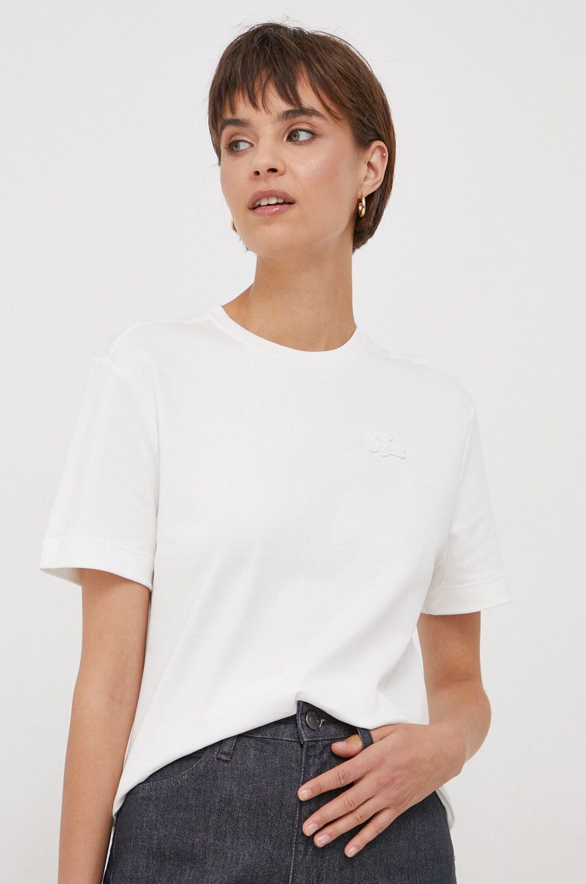 Bavlněné tričko Lacoste bílá barva - bílá - 100 % Bavlna