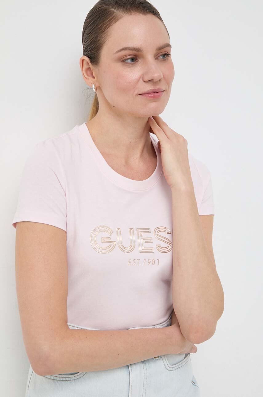 

Футболка Guess жіночий колір рожевий