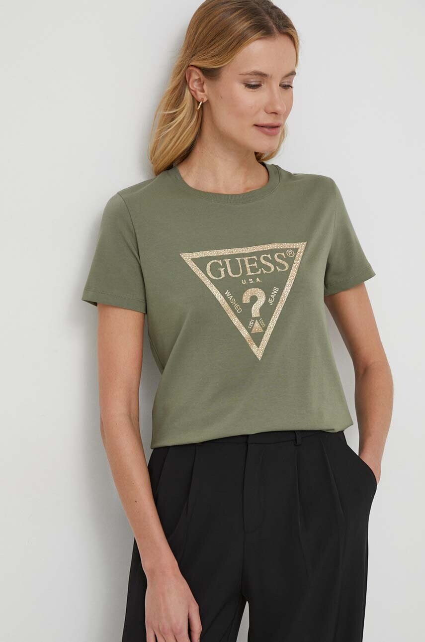 

Футболка Guess жіночий колір зелений