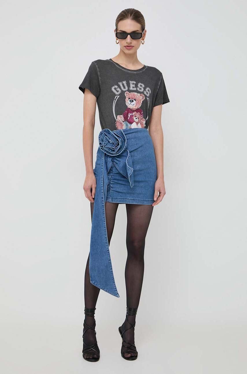 Levně Tričko Guess VARSITY šedá barva, W4RI86 K9SN1