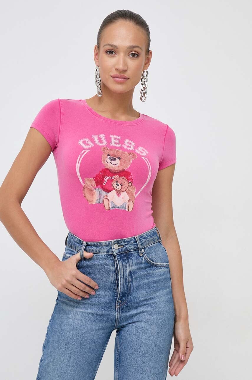 

Футболка Guess жіночий колір рожевий