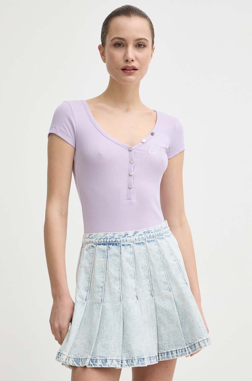 Levně Tričko Guess HENLEY OLYMPIA růžová barva, W4RP47 K1814