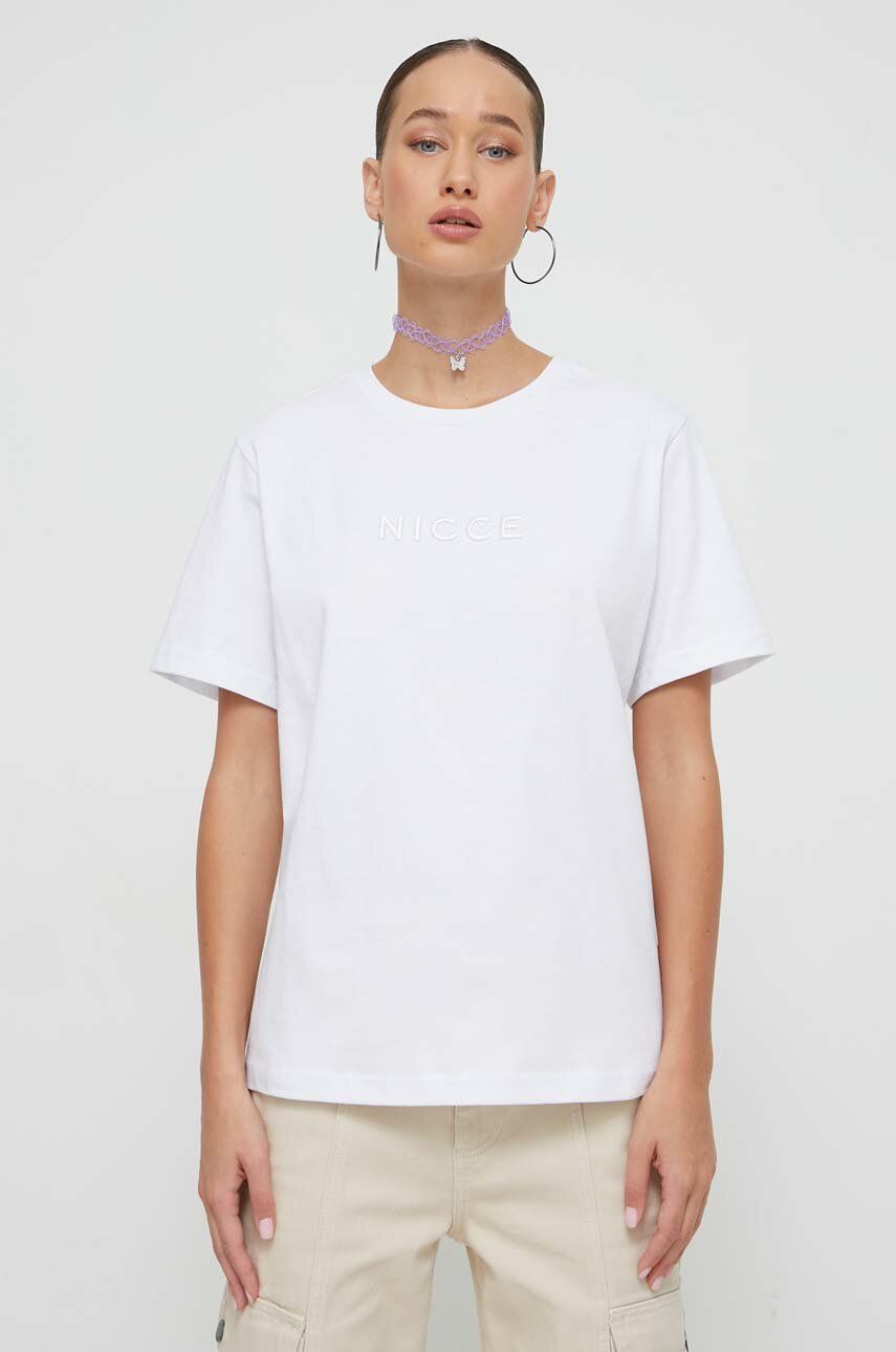 Levně Bavlněné tričko Nicce bílá barva