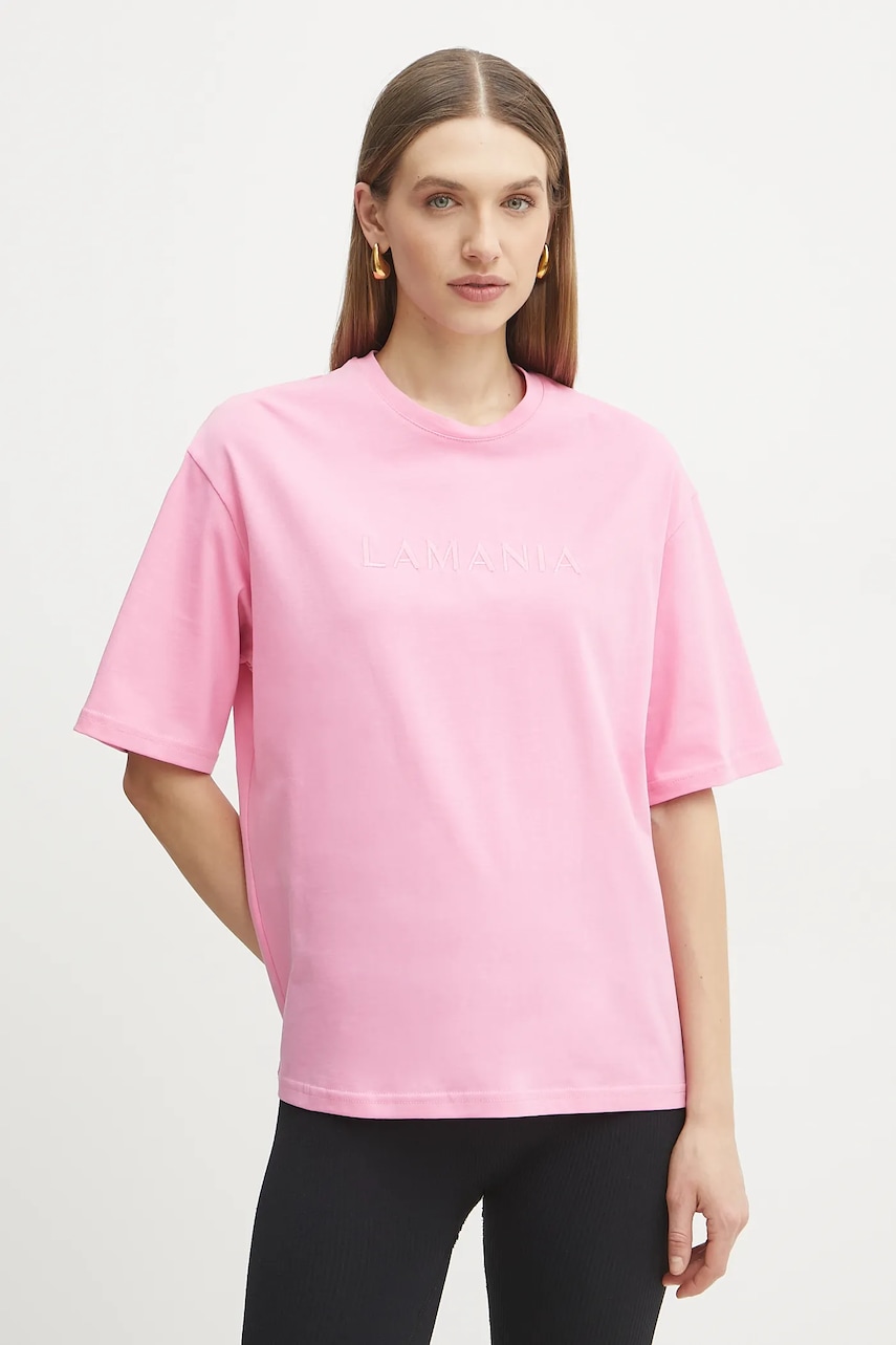 La Mania tricou din bumbac femei, culoarea roz