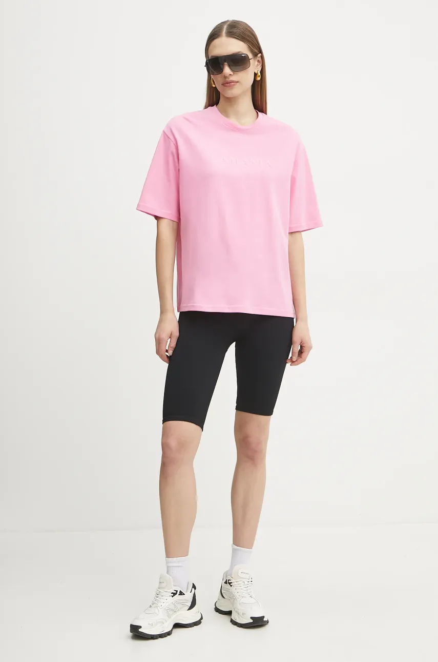 Хлопковая футболка La Mania женский цвет розовый Хлопковая футболка La Mania женский цвет розовый