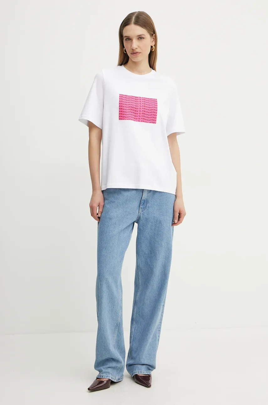 Хлопковая футболка La Mania женский цвет розовый Хлопковая футболка La Mania женский цвет розовый