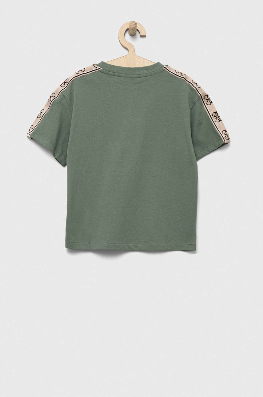 Детская хлопковая футболка Guess цвет зелёный Детская хлопковая футболка Guess цвет зелёный