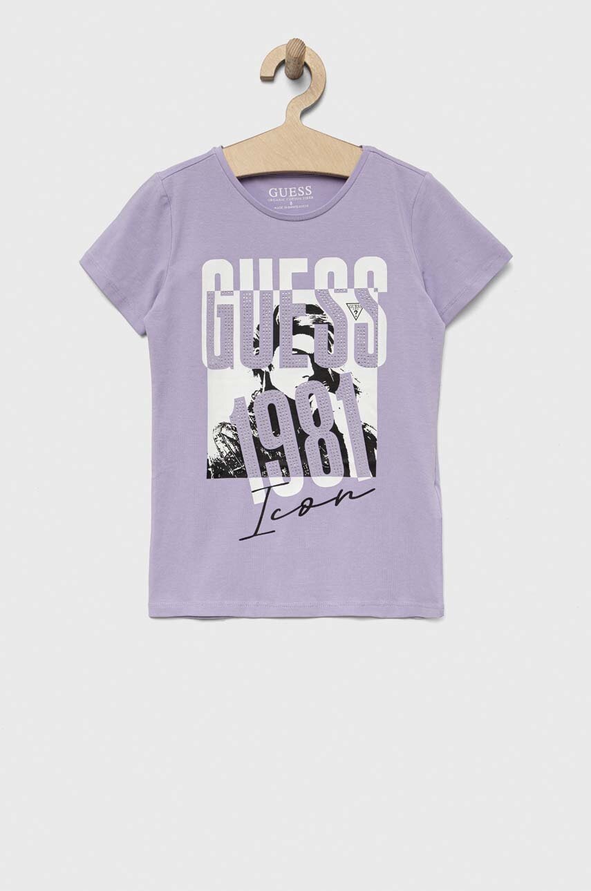 

Детская футболка Guess цвет фиолетовый