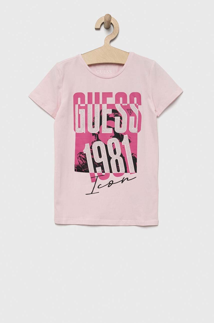 

Дитяча футболка Guess колір рожевий