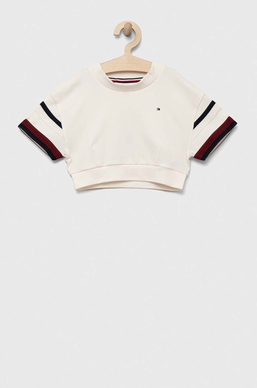 

Детская хлопковая футболка Tommy Hilfiger цвет бежевый