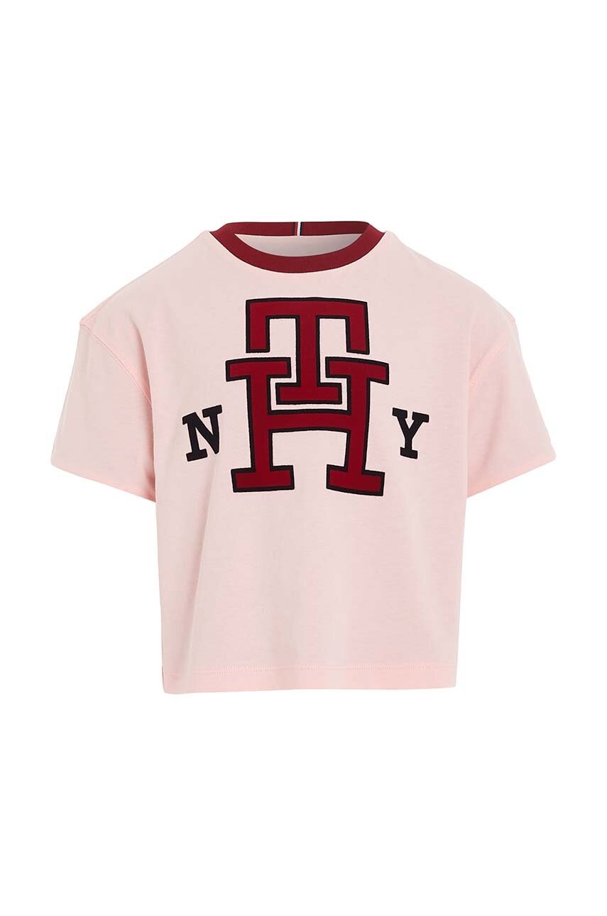 

Двостороння бавовняна футболка Tommy Hilfiger колір рожевий